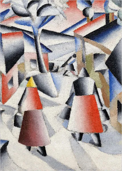 Morning in the village after the snowstorm by Kasimir Malevich