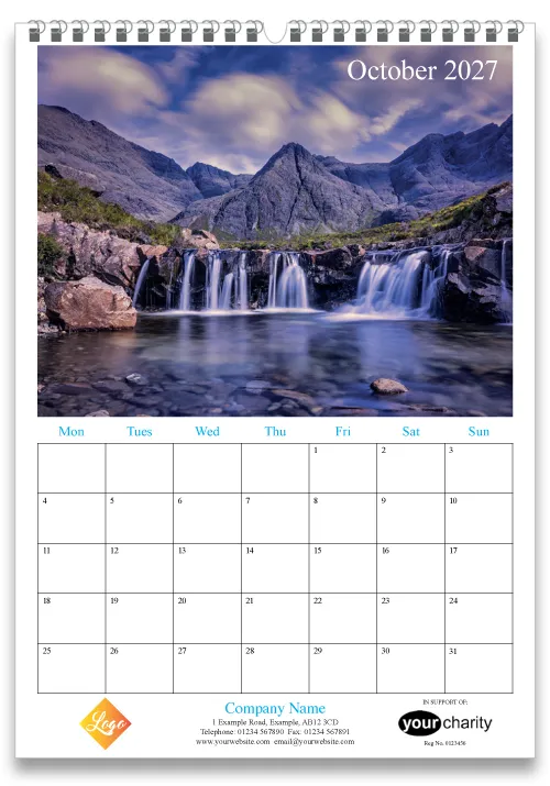 Calendar layout traditional - charity cards